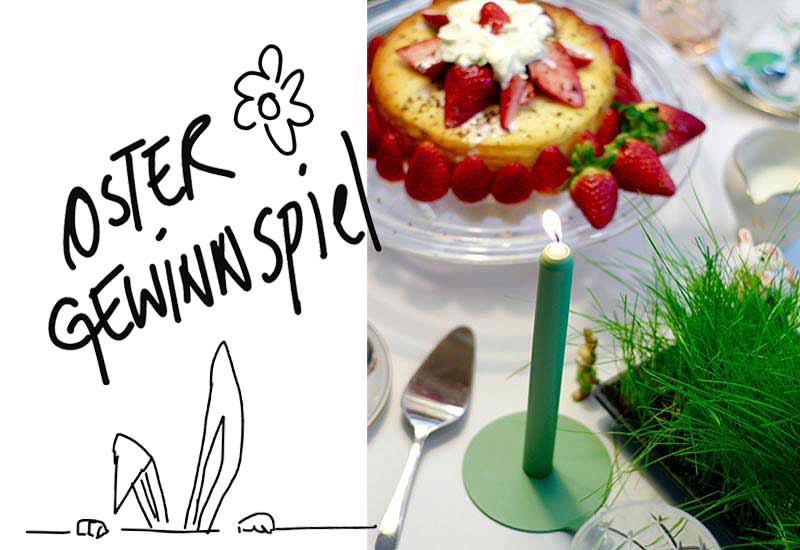 Bild mit Kuchen und Kerze -Oster Gewinnspiel Lunedot Designkerze Blog